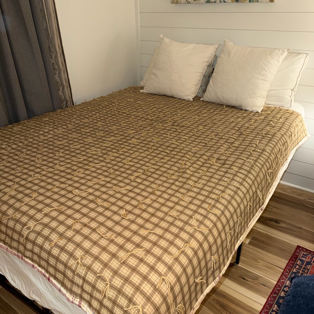 Cottagecore Handmade Cotton Plaid Brown Twin Quilt